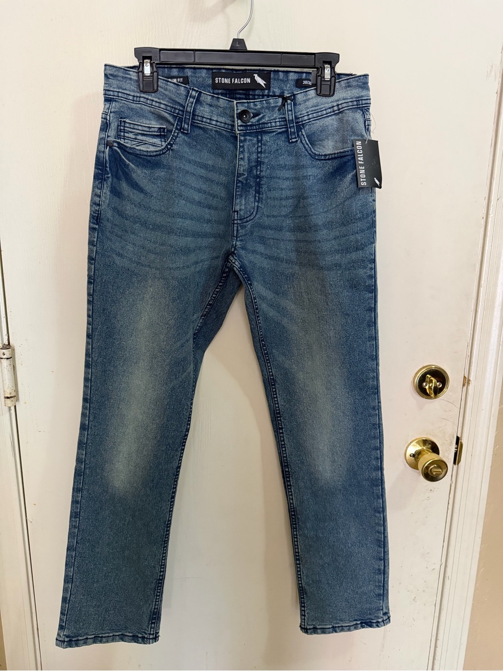 Stone Falcon Slim Straight Jeans in Washed Blue